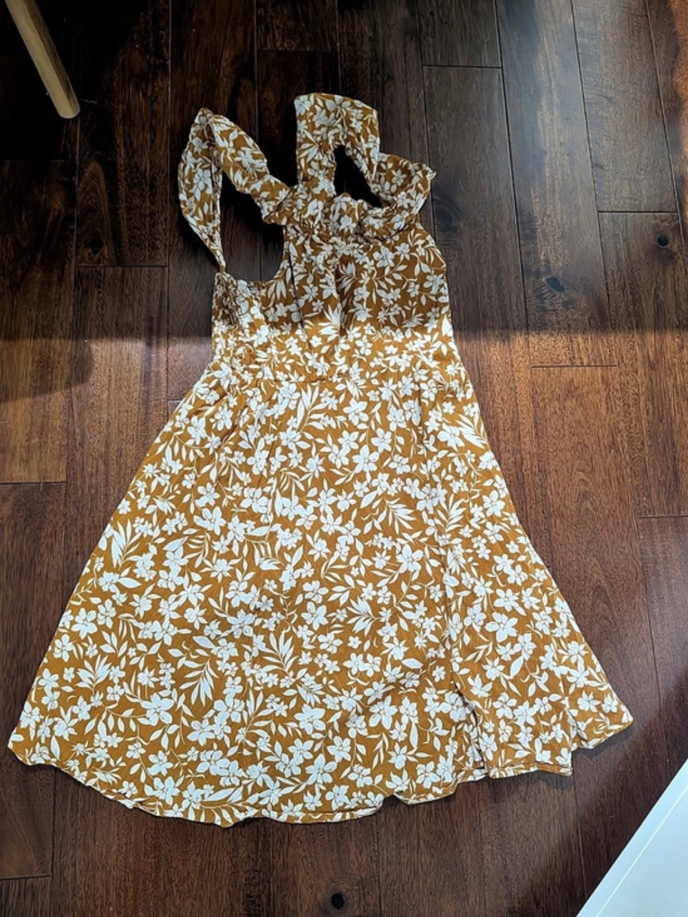 Floral Maxi Dress in Brown & White